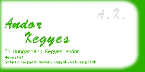 andor kegyes business card